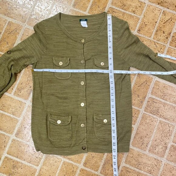 J. Crew Green Military Style Gold Button Cardigan - Picture 8 of 8